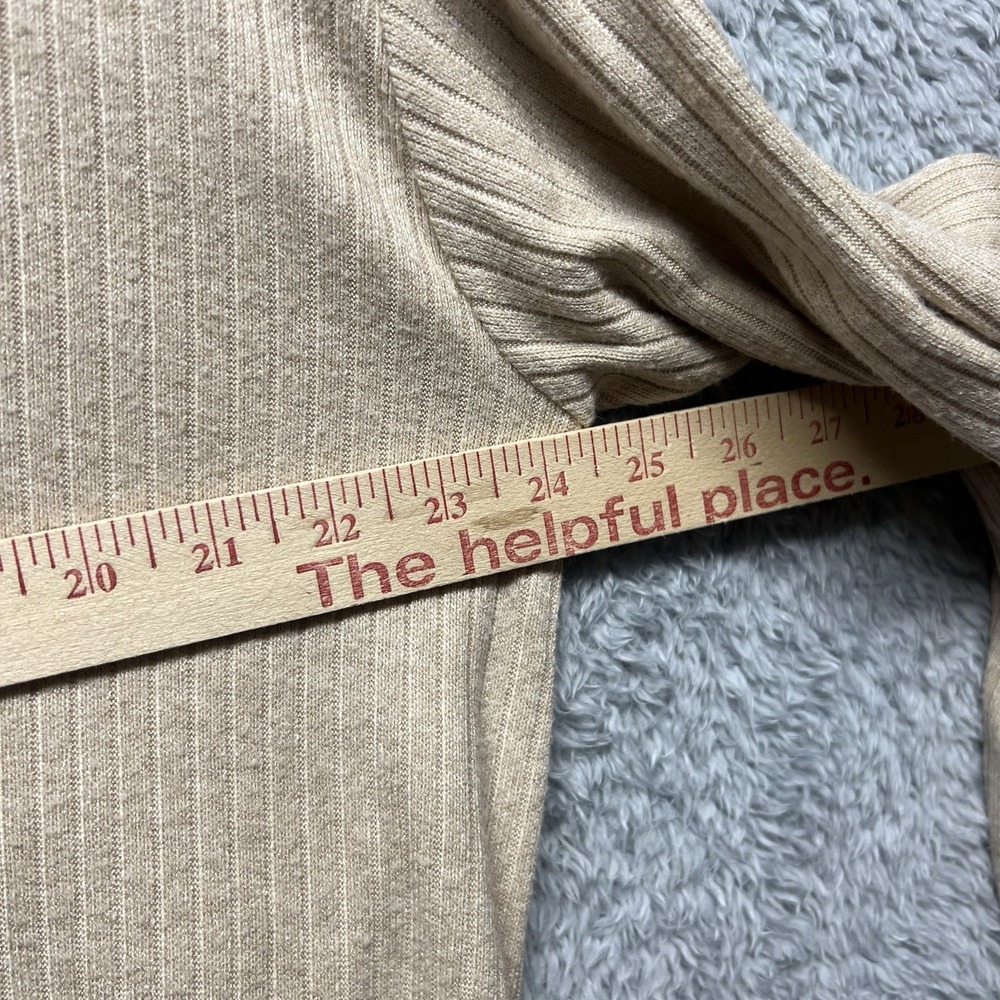 Madewell Swaeater Top Womens XL Beige Ribbed‎ Polo Long Sleeve Relaxed Polo - Picture 8 of 10